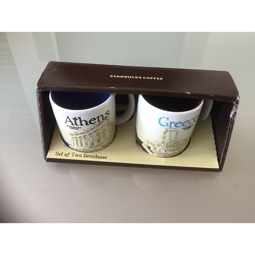 NIB Starbucks Global Icons Athens Greece 3 Oz Demitasse Espresso Mugs Cups 2017
